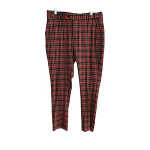 Man Boohoo Man Red Plaid Pants 32R NWOT  Waist 34" Inseam 28.5" Rise 10.5"